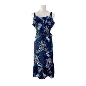 Banana Republic Women’s Navy Blue Classic Midi Floral Dress Belt,  Size 6 $100